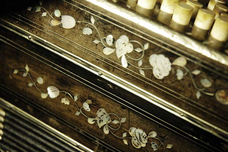 Perlmuttblumendekor eines AA Bandoneon